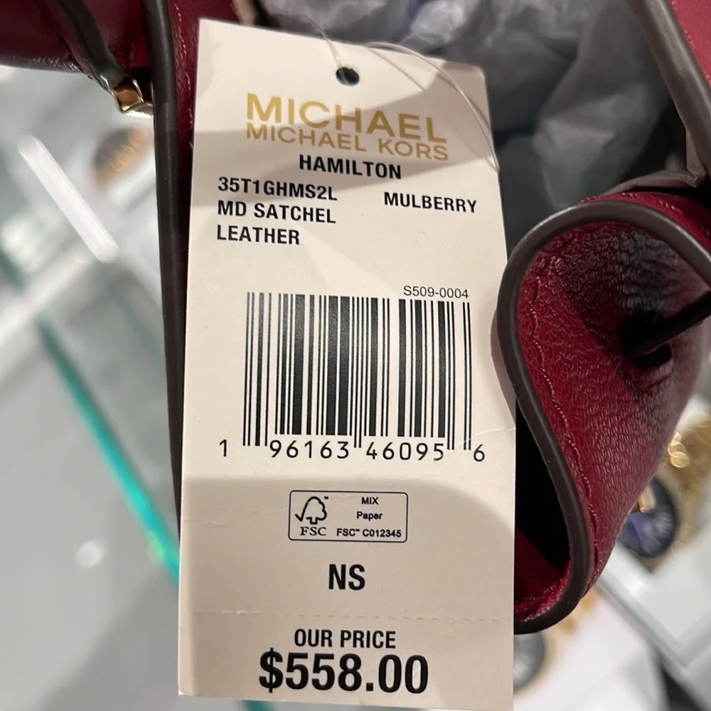 MICHAEL KORS HAMILTON MEDIUM SATCHEL MULBERRY COLOR - Picture 14 of 16